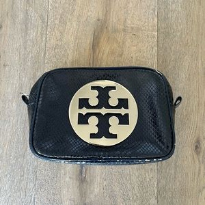 TORY BURCH Navy Blue Snake Print Makeup Case